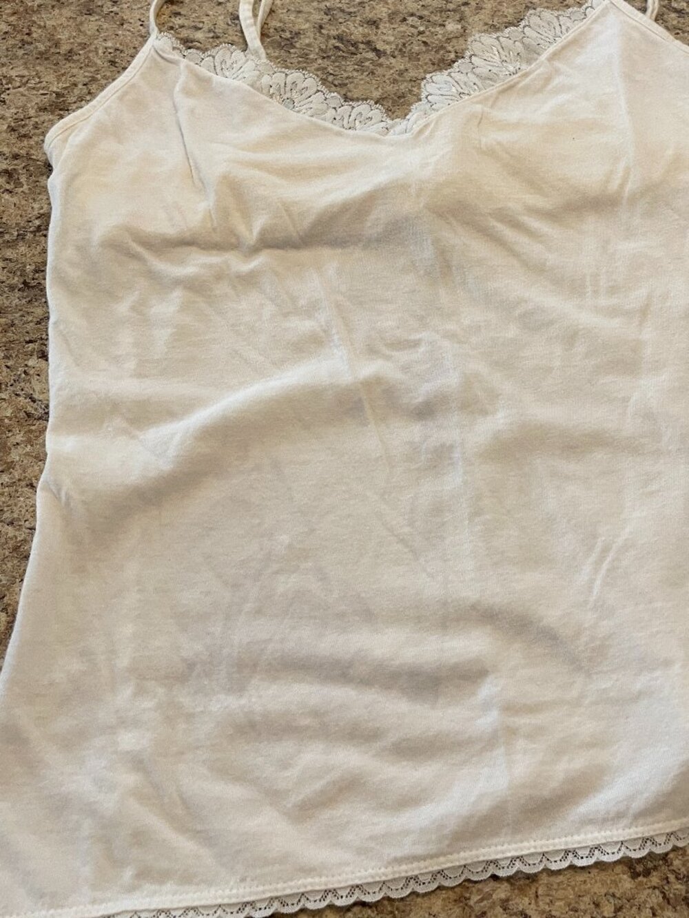 Y2k Lilu & American Eagle - 2 Lace Trim White Layering Camisoles, 2000s 00s